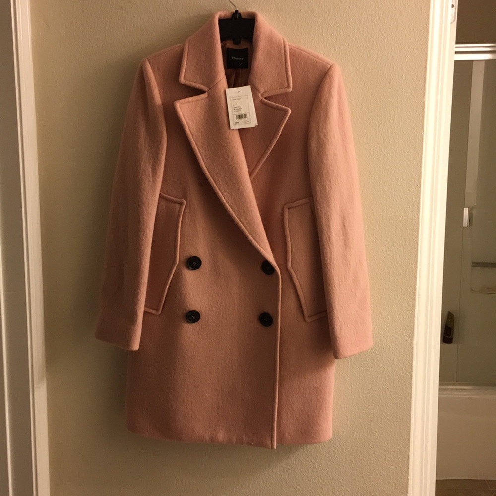 Theory Pink Wool Cape Coat